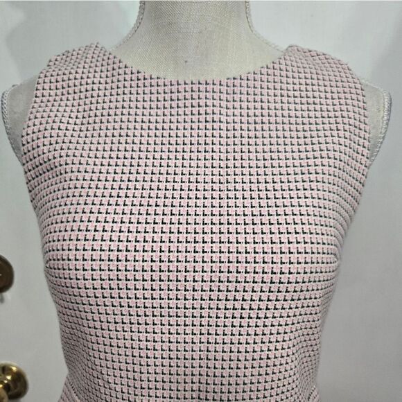 Loft sz 6p Tweed Fringe Sheath Dress pink cream and black - Picture 6 of 13